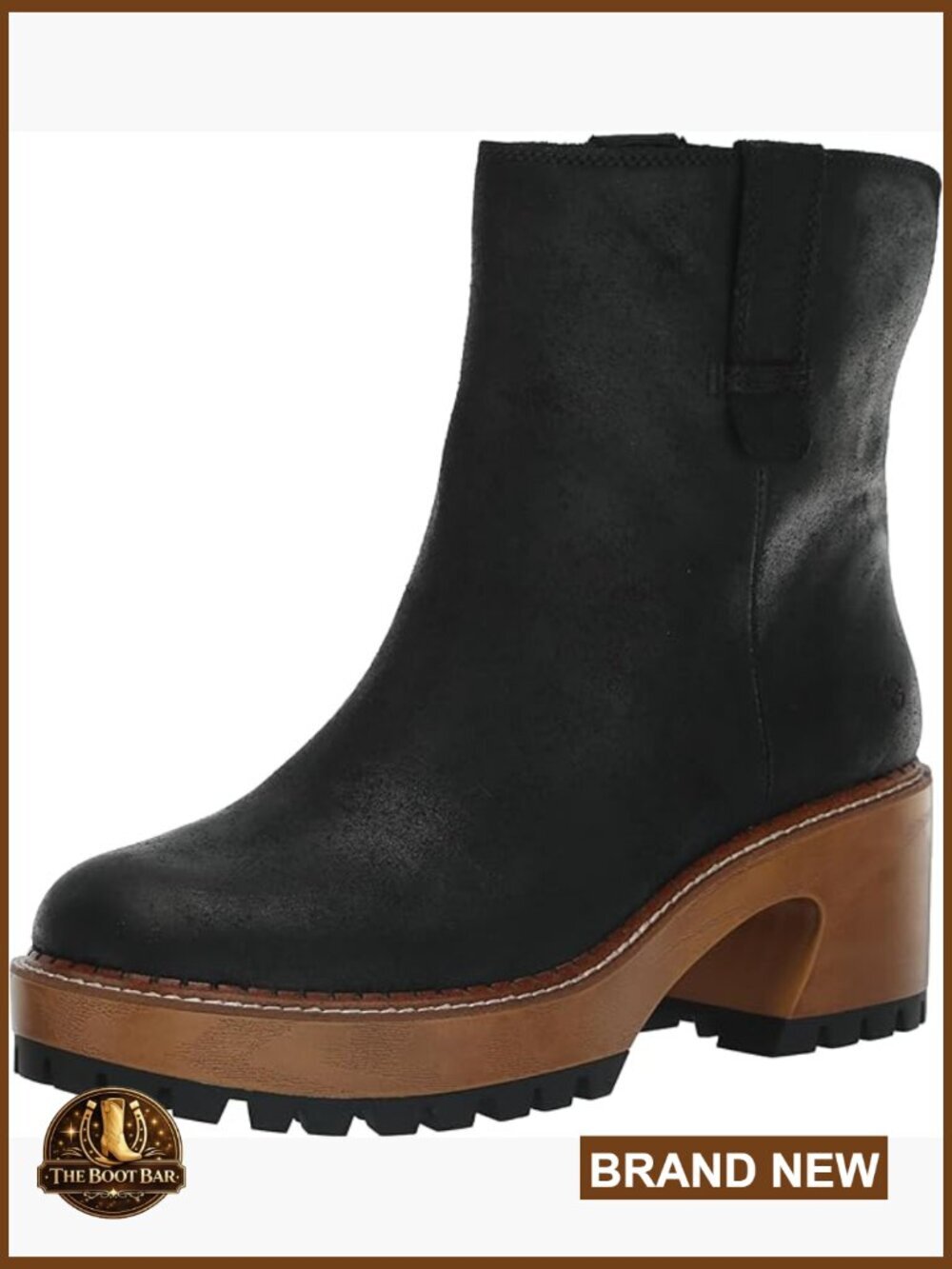 Ankle Bootie with Block Heel, Pull-On Style, Suede Material
